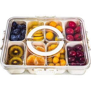 NEW Divided Serving Tray with‎ Handle, 8 Compartments Snack Box (4514)